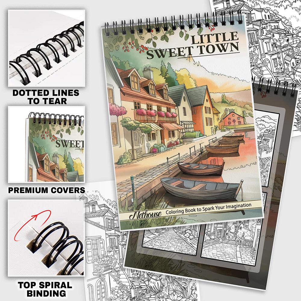 NETHOUSE Little Sweet Town Coloring Pages For Adults