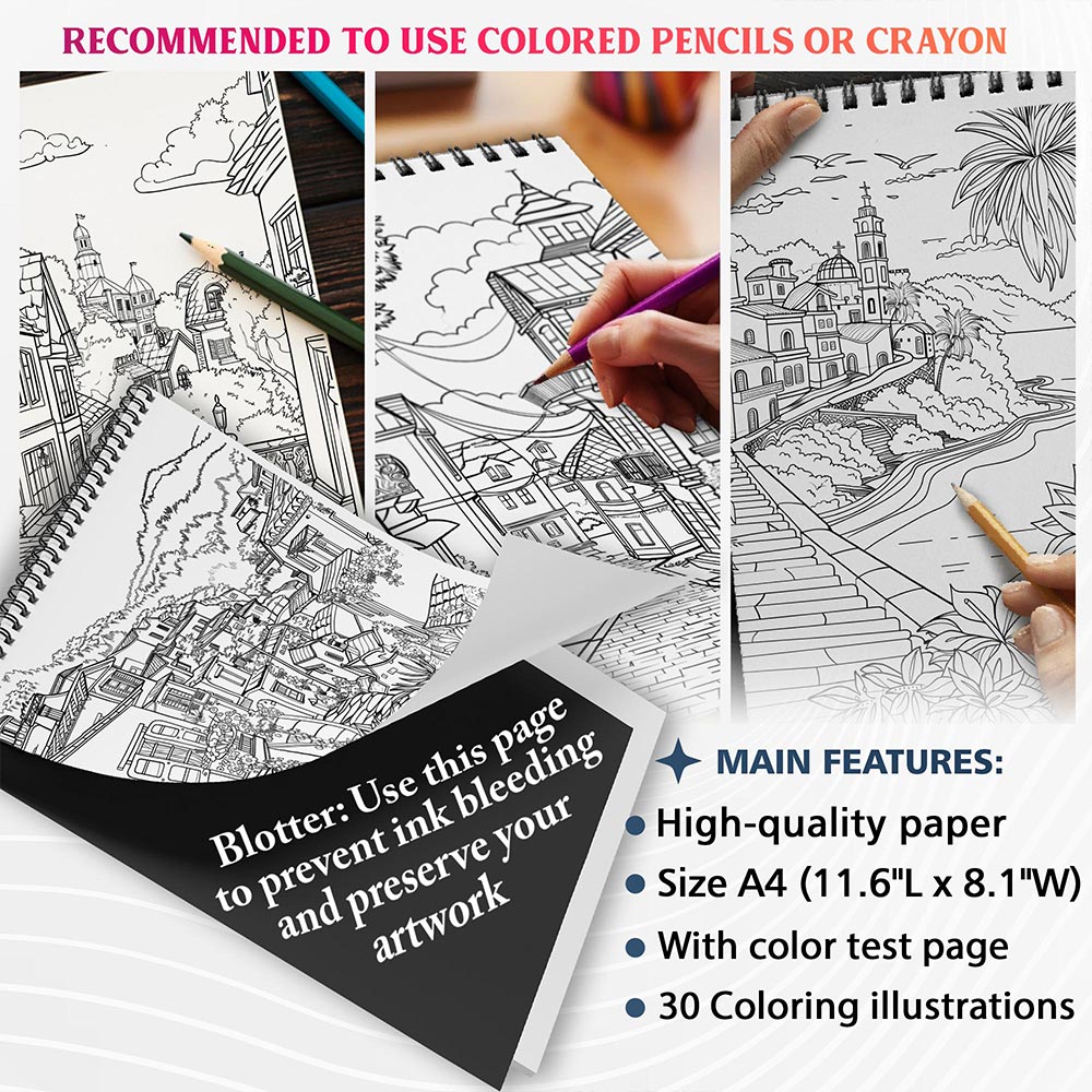NETHOUSE Little Sweet Town Coloring Sheets For Adults