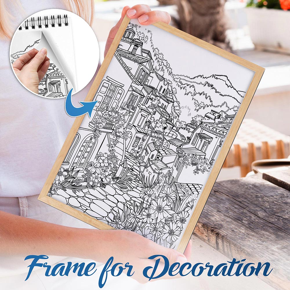 NETHOUSE Little Sweet Town Spiral Bound Coloring Book For Adults