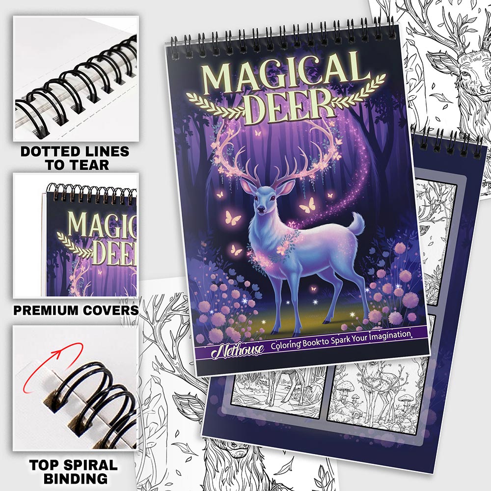 NETHOUSE Magical Deer Coloring Pages For Adults