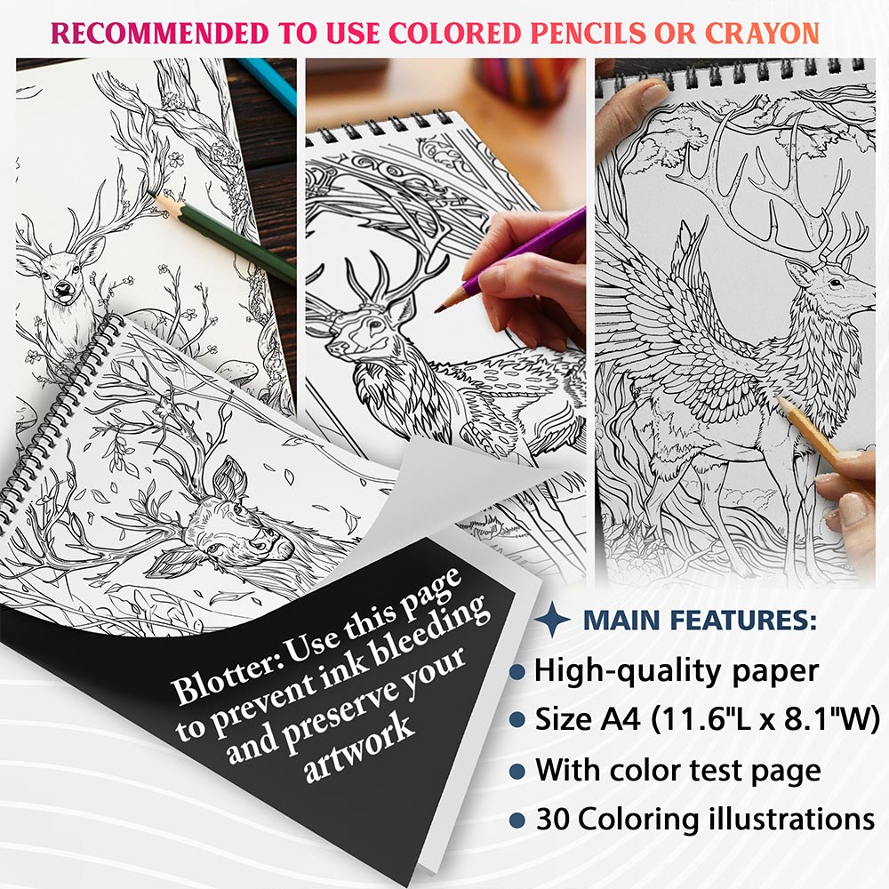 NETHOUSE Magical Deer Coloring Sheets For Adults