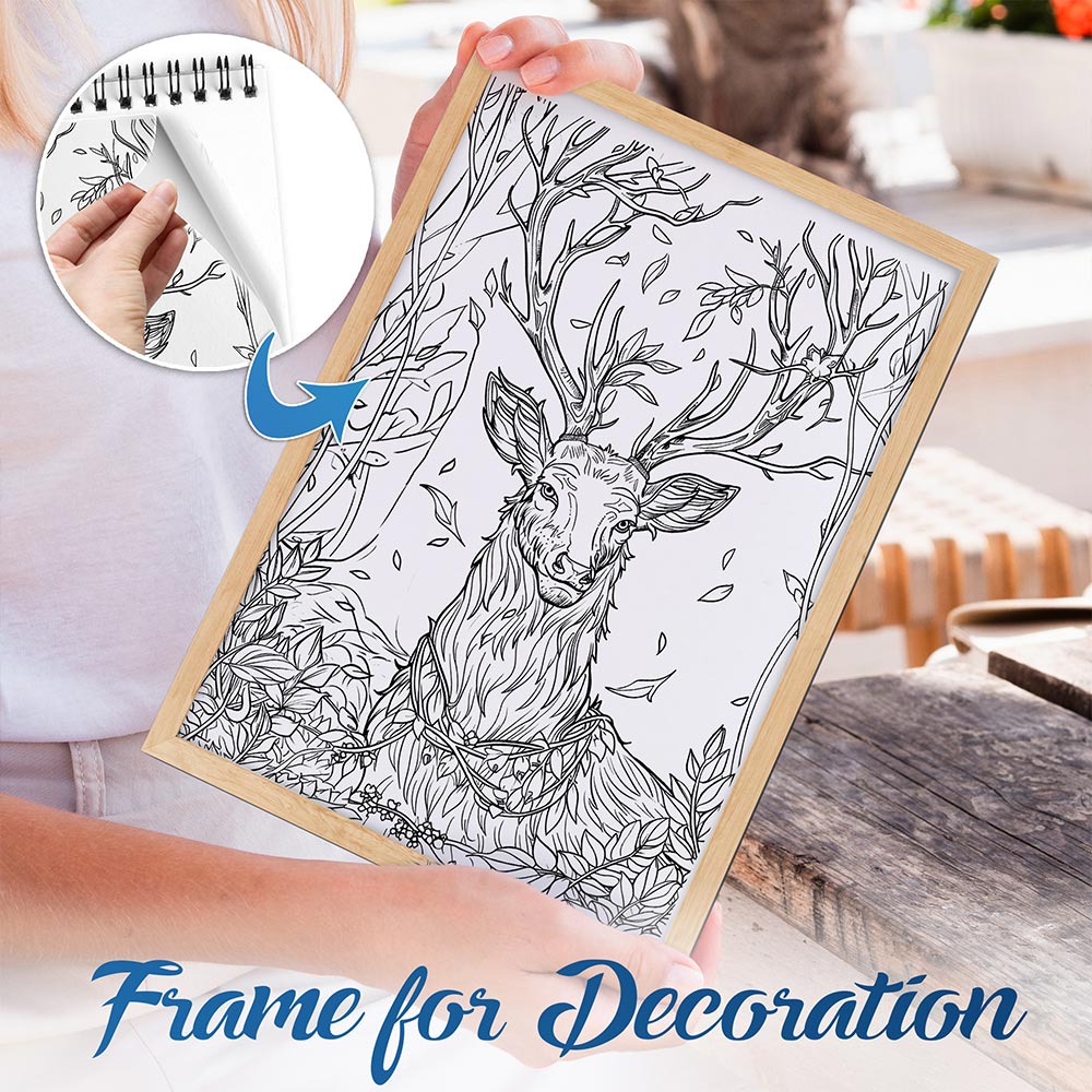 NETHOUSE Magical Deer Spiral Bound Coloring Book For Adults