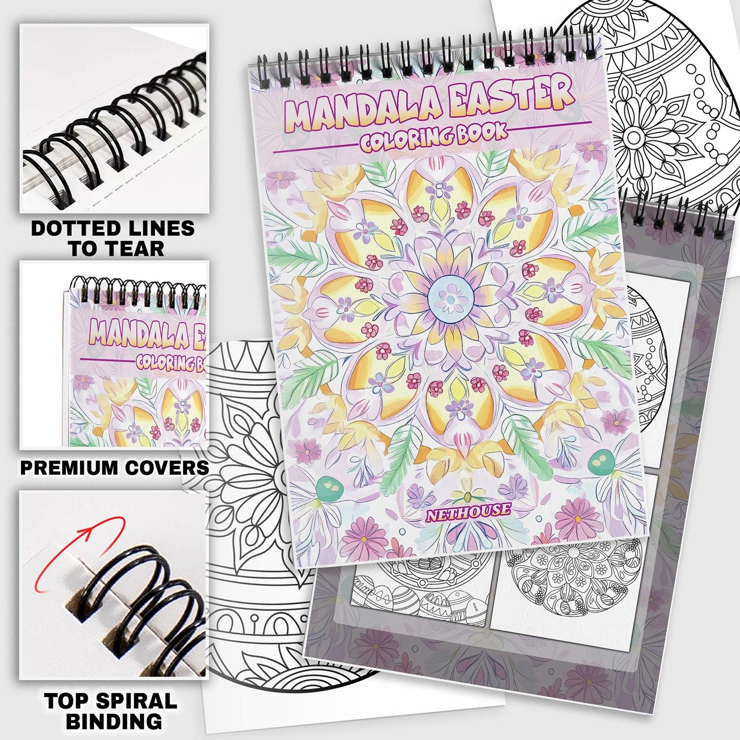 NETHOUSE Mandala Easter Coloring Pages For Adults