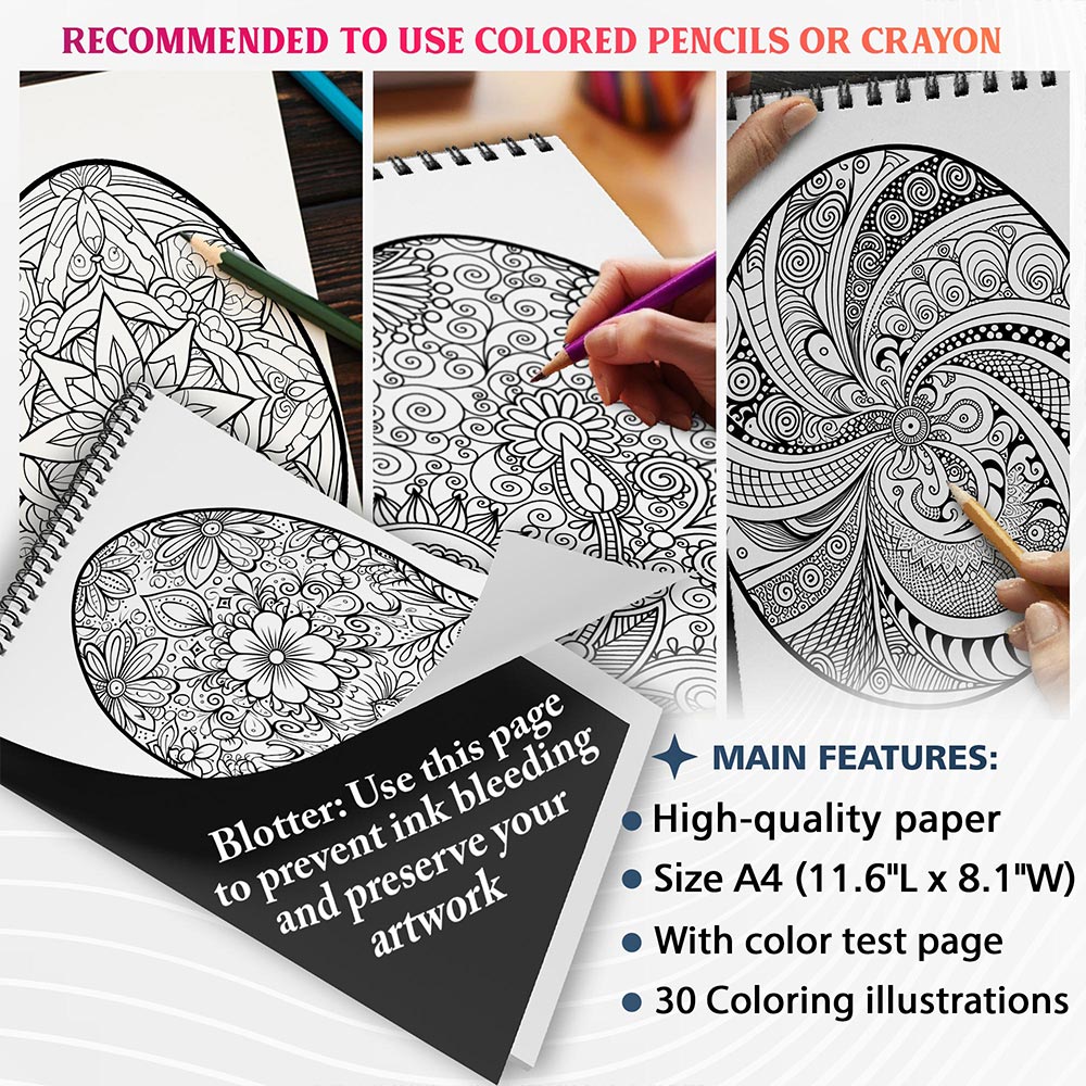 NETHOUSE Mandala Easter Egg Coloring Sheets For Adults