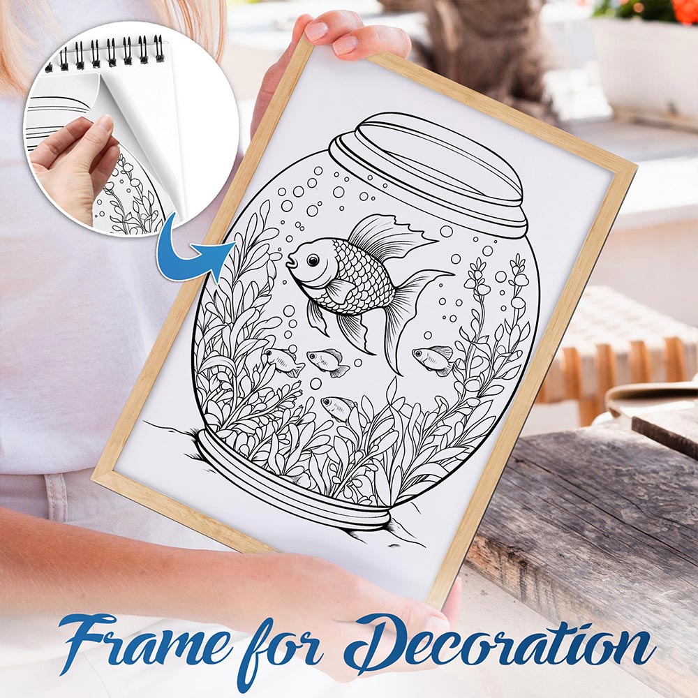 NETHOUSE Marine Inside Jar Spiral Bound Coloring Book For Adults