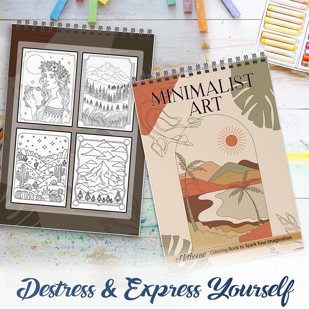 NETHOUSE Minimalist Art Spiral Coloring Book For Adults