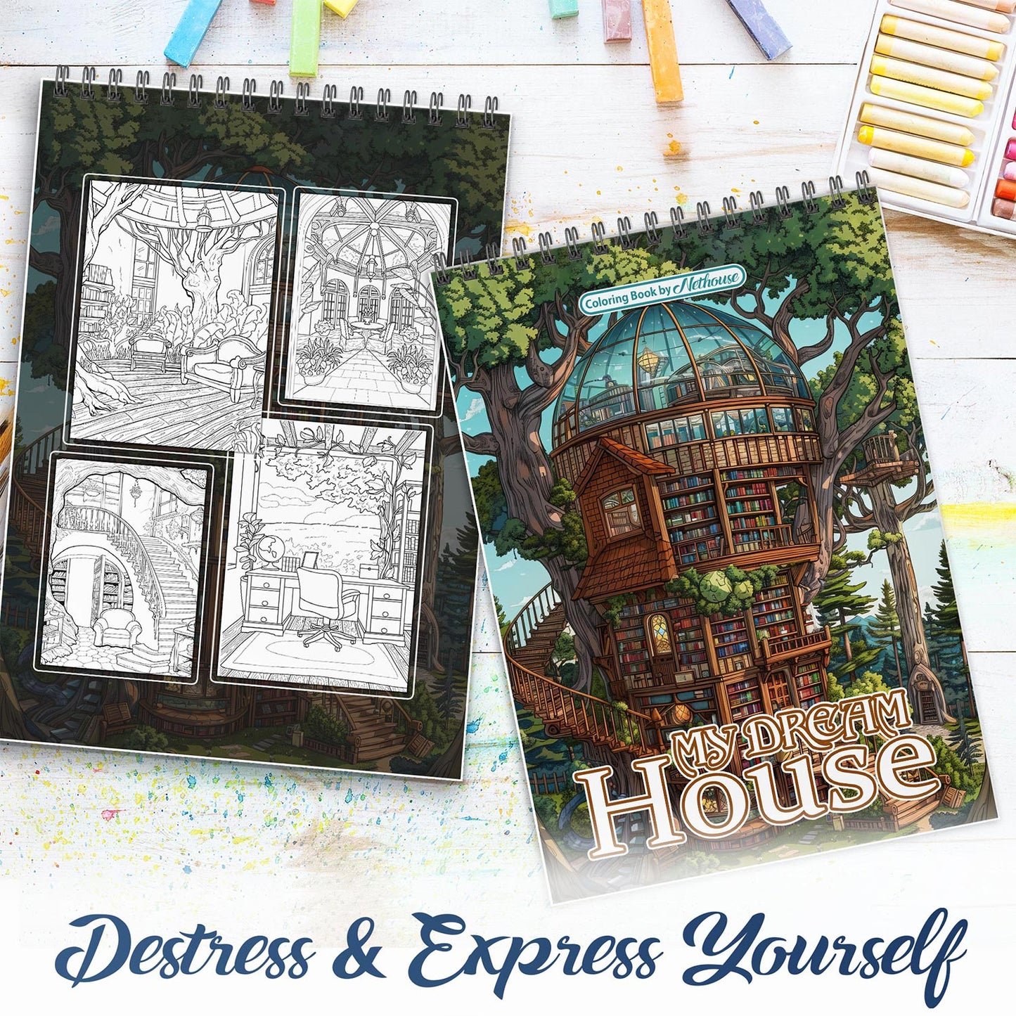 NETHOUSE My Dream House Spiral Coloring Book For Adults