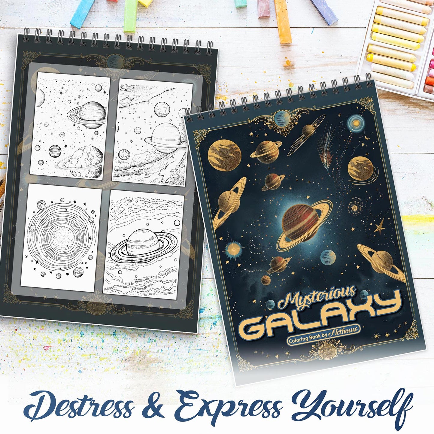 NETHOUSE Mysterious Galaxy Spiral Coloring Book For Adults