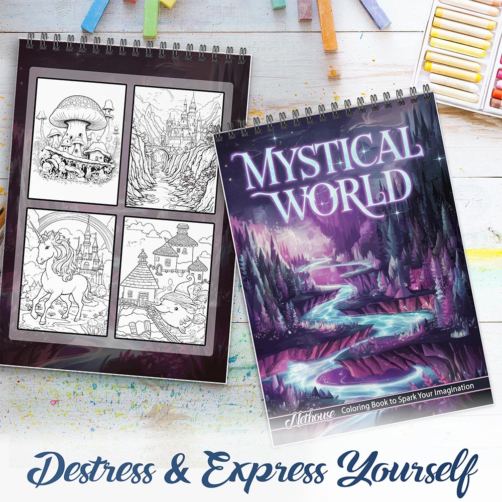 NETHOUSE Mystical World Spiral Coloring Book For Adults