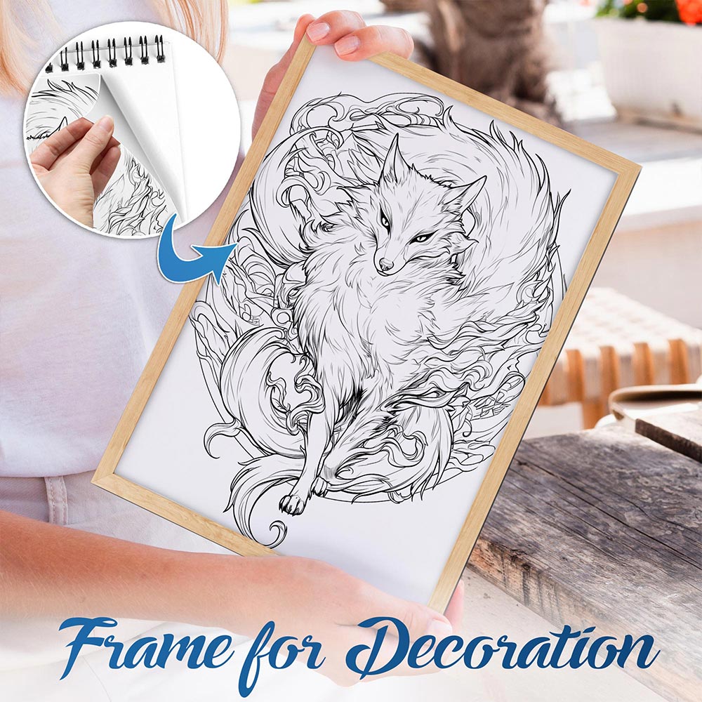 NETHOUSE Mythical Fox Spiral Bound Coloring Book For Adults