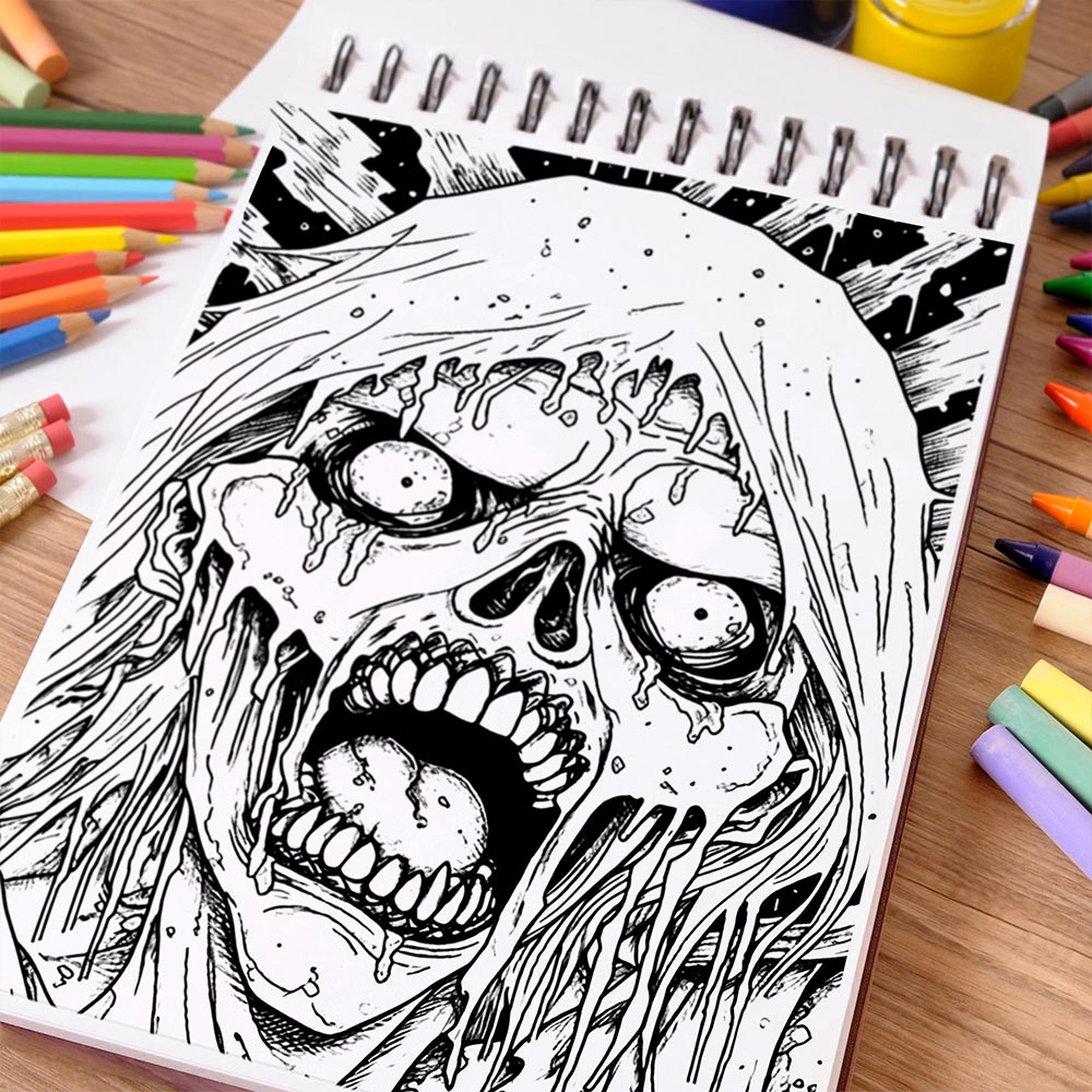 NETHOUSE Nightmarish Journey Coloring Book Spiral Bound For Adults