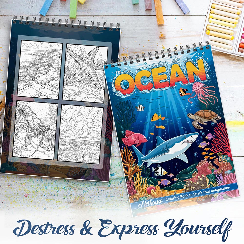 NETHOUSE Ocean Spiral Coloring Book For Adults