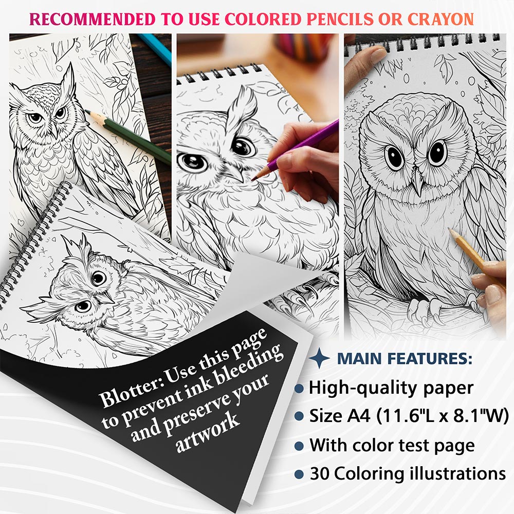 NETHOUSE Owl Coloring Sheets For Adults
