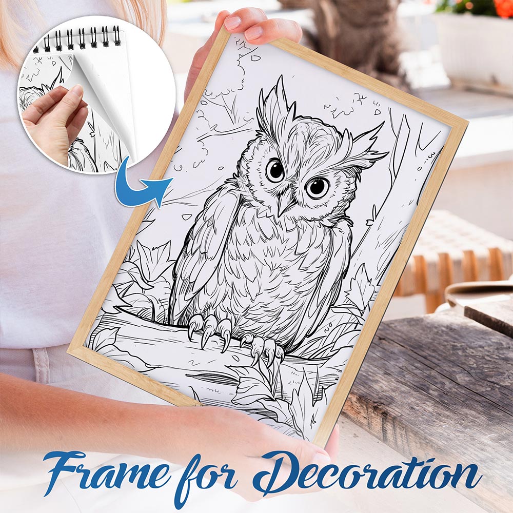 NETHOUSE Owl Spiral Bound Coloring Book For Adults