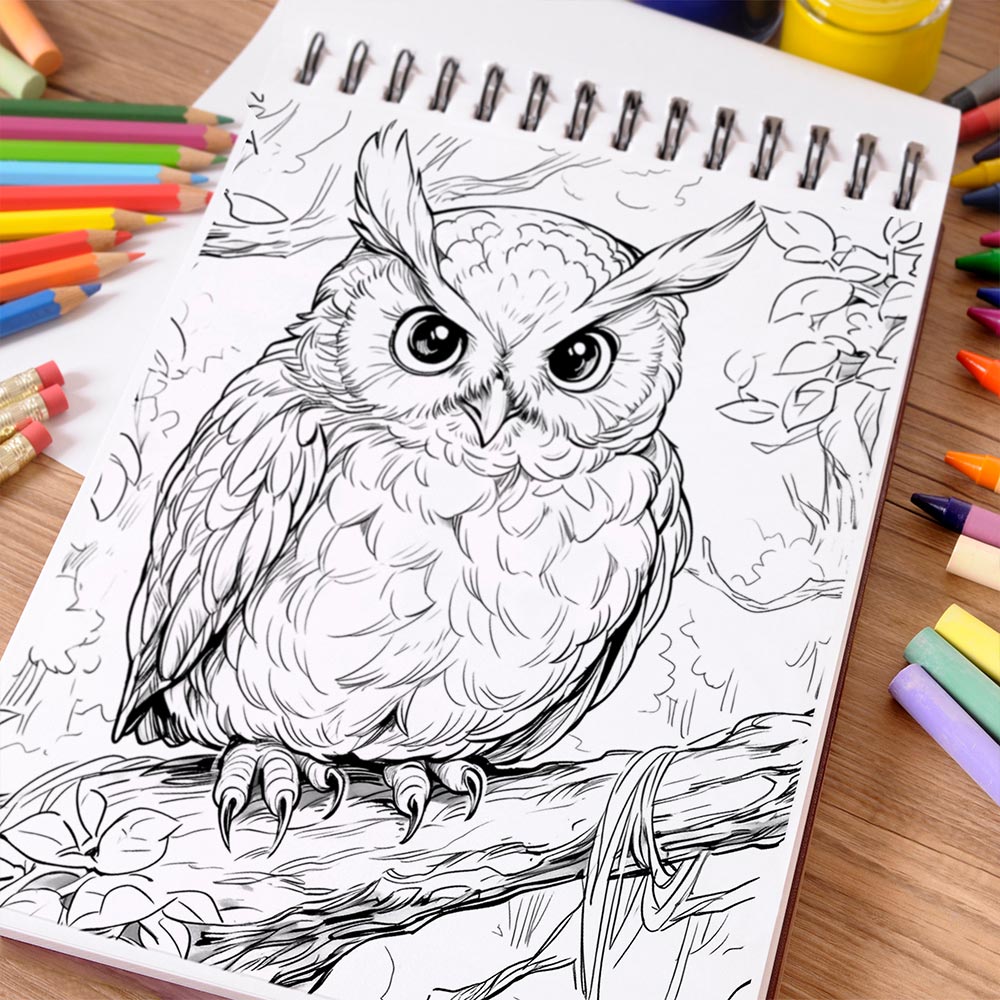 NETHOUSE Owl Coloring Book Spiral Bound For Adults