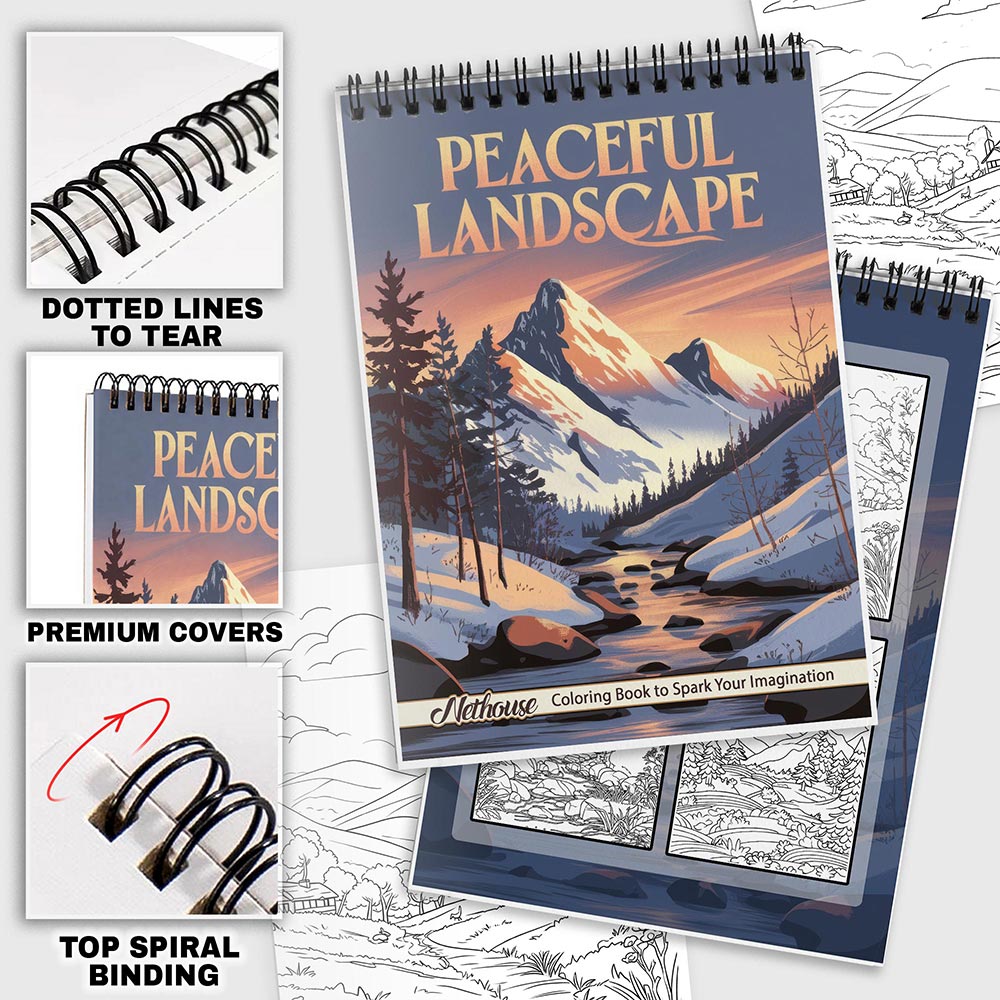 NETHOUSE Peaceful Landscape Coloring Pages For Adults