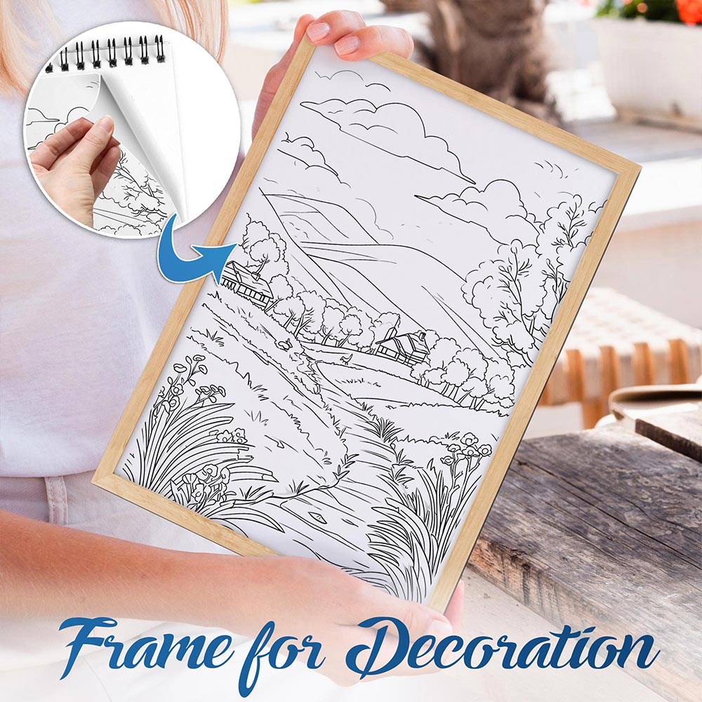 NETHOUSE Peaceful Landscape Spiral Bound Coloring Book For Adults