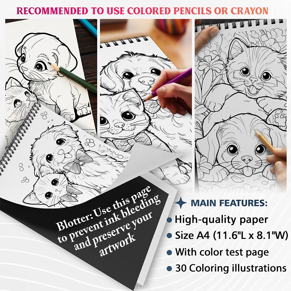 NETHOUSE Puppies and Kittens Coloring Sheets For Adults