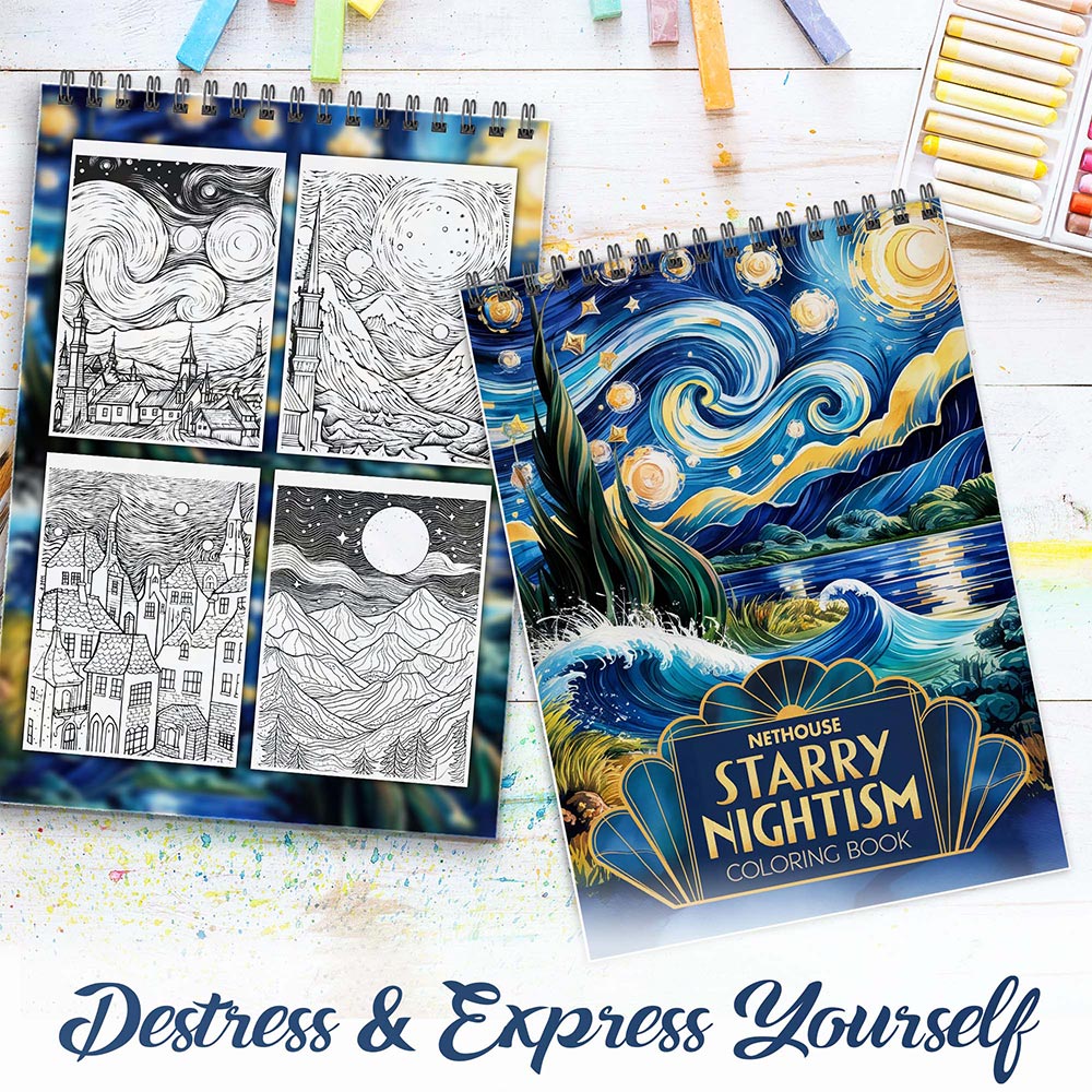 NETHOUSE Starry Nightism Spiral Coloring Book for Adults