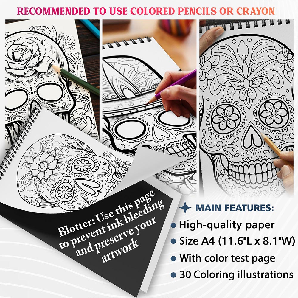 NETHOUSE Sugar Skull Coloring Sheets For Adults