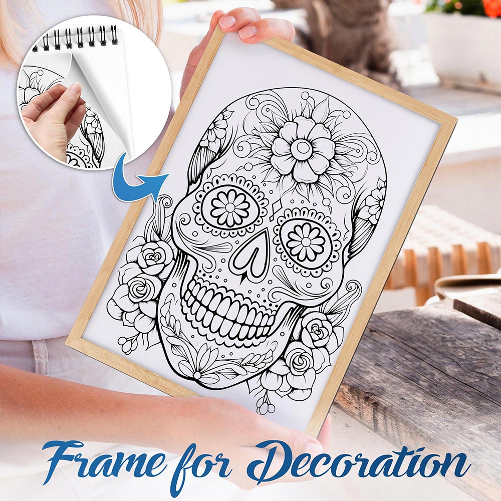 NETHOUSE Sugar Skull Spiral Bound Coloring Book For Adults