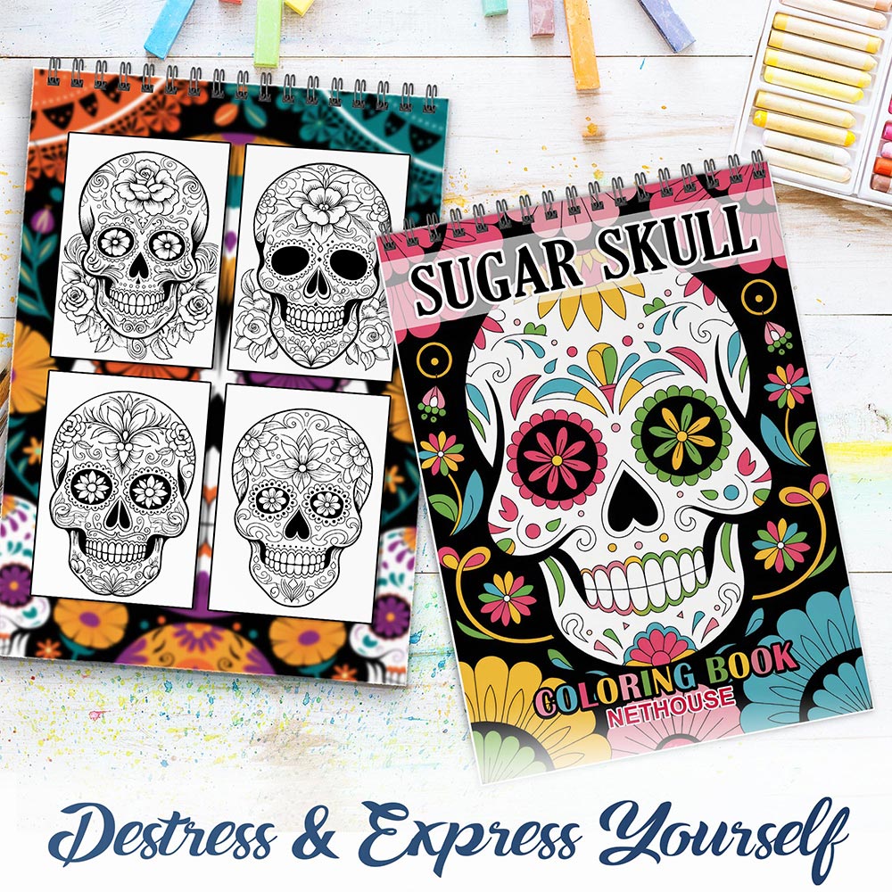 NET HOUSE Sugar Skulls Spiral Coloring Book for Adults
