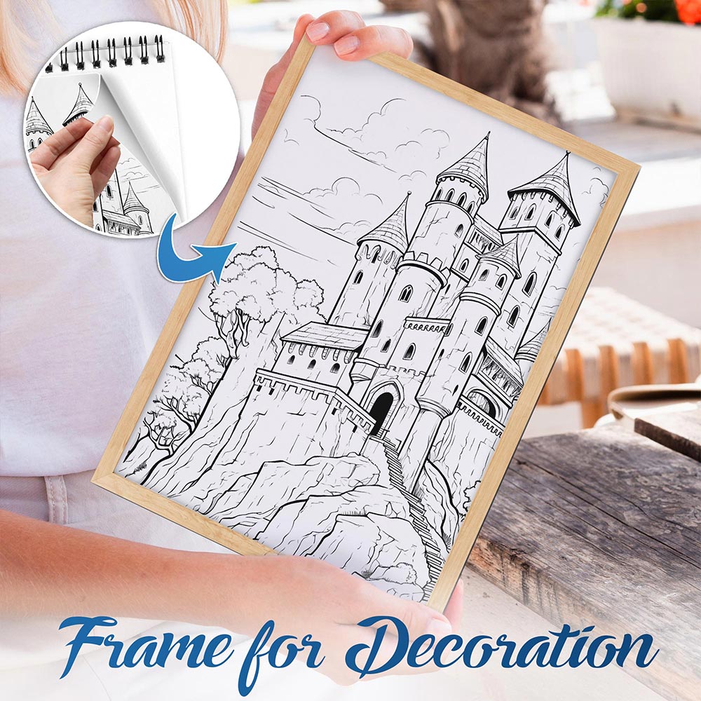 NETHOUSE The Medieval Castle Spiral Bound Coloring Book For Adults