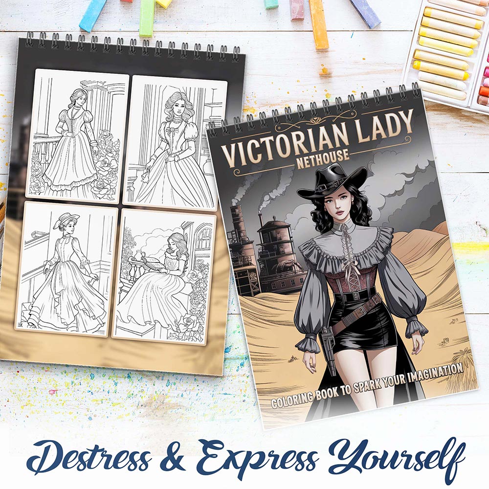 NETHOUSE Victorian Lady Spiral Coloring Book for Adults