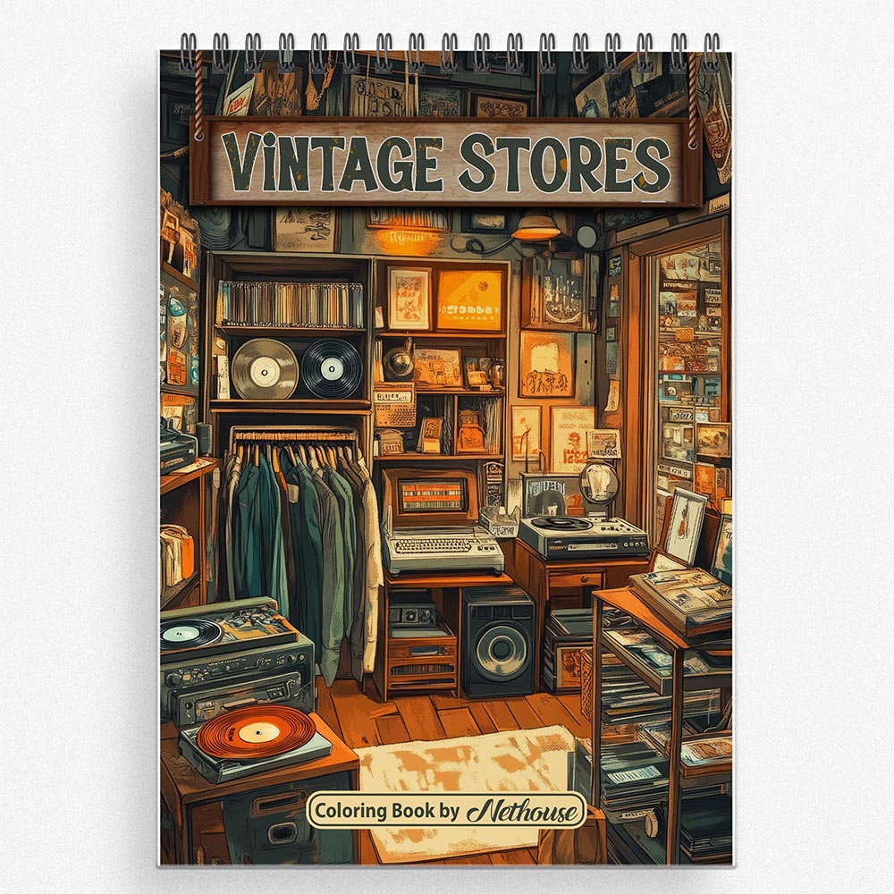 NETHOUSE Vintage Stores Coloring Book For Adults