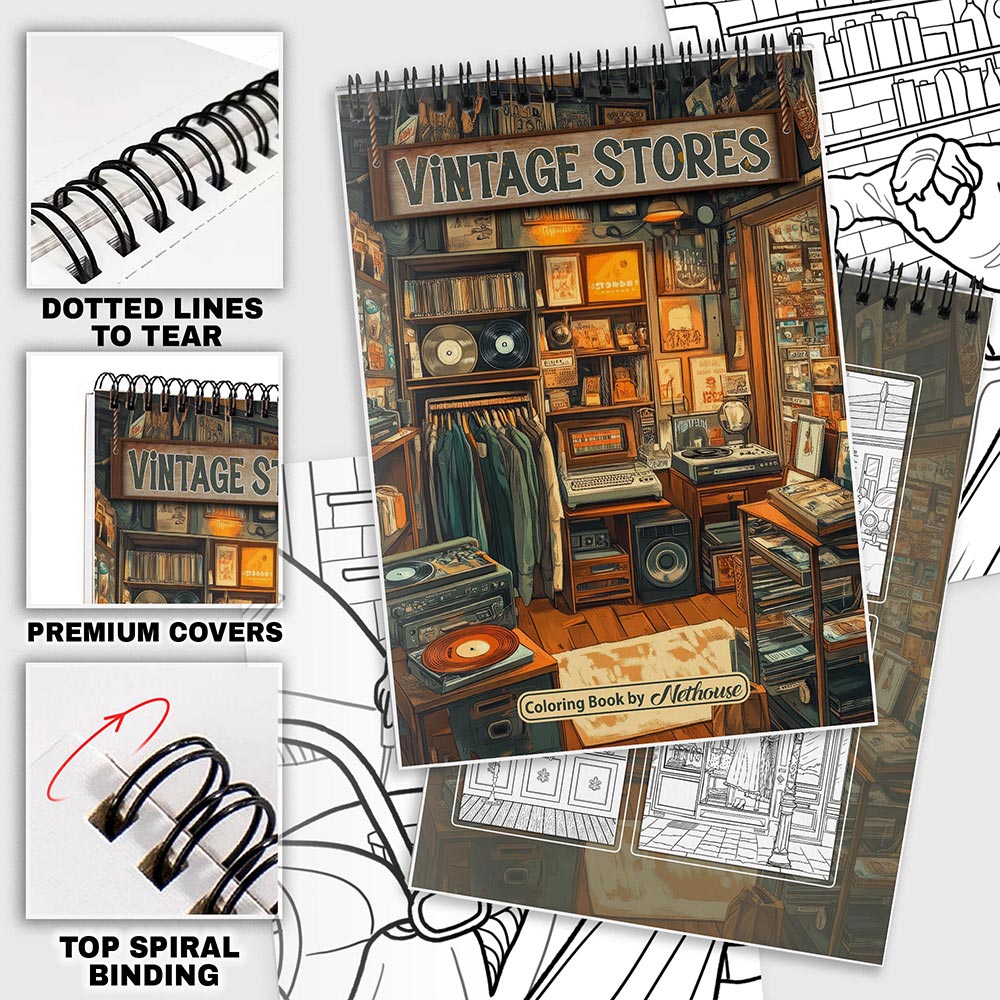NETHOUSE Vintage Stores Coloring Pages For Adults