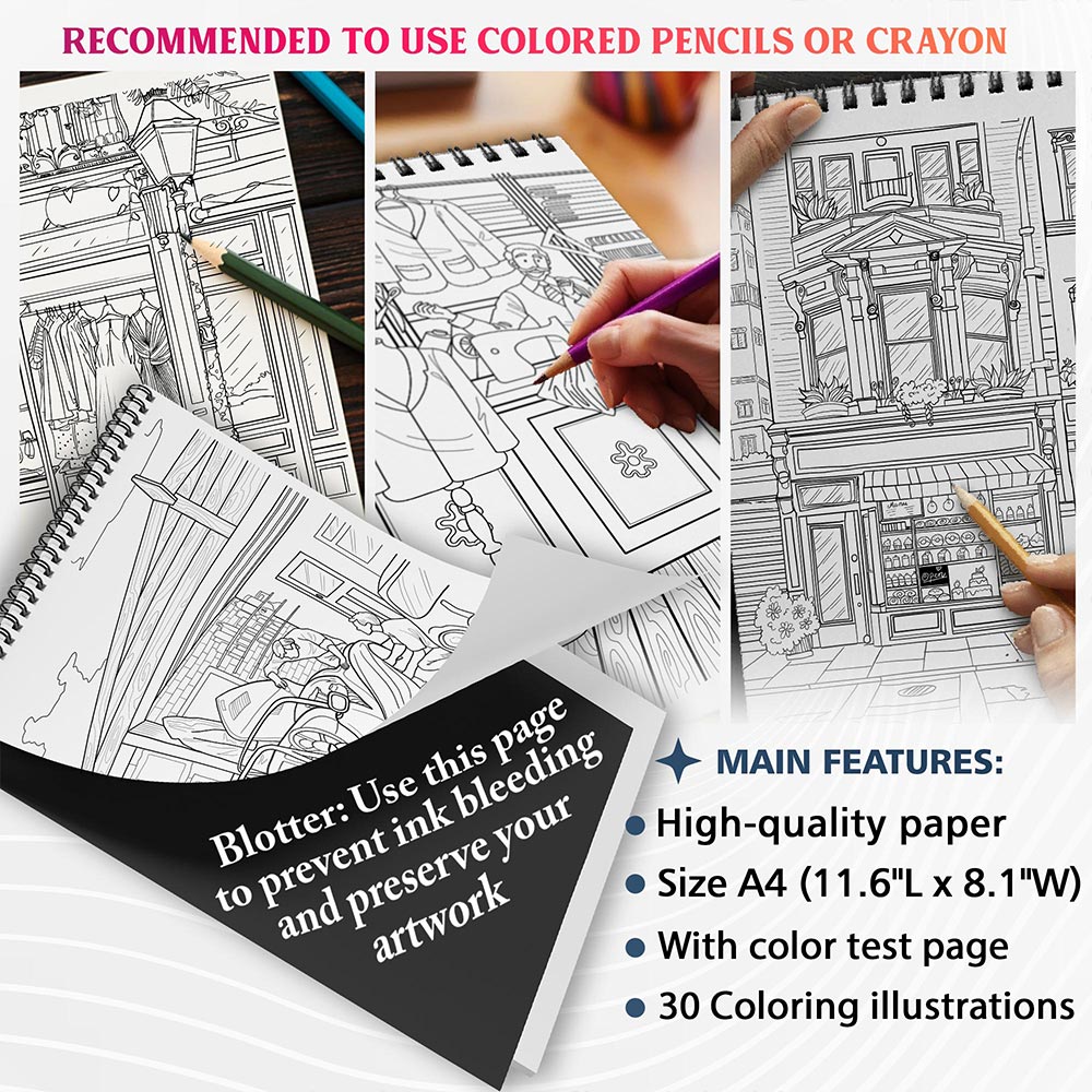 NETHOUSE Vintage Stores Coloring Sheets For Adults