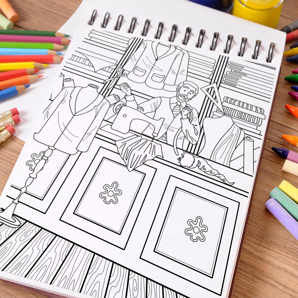 NETHOUSE Vintage Stores Coloring Book Spiral Bound For Adults