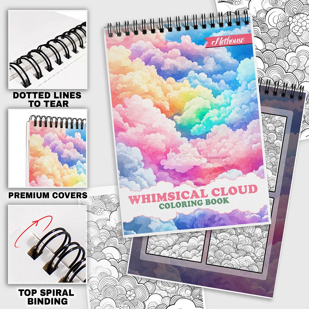 NETHOUSE Whimsical Cloud Coloring Pages For Adults