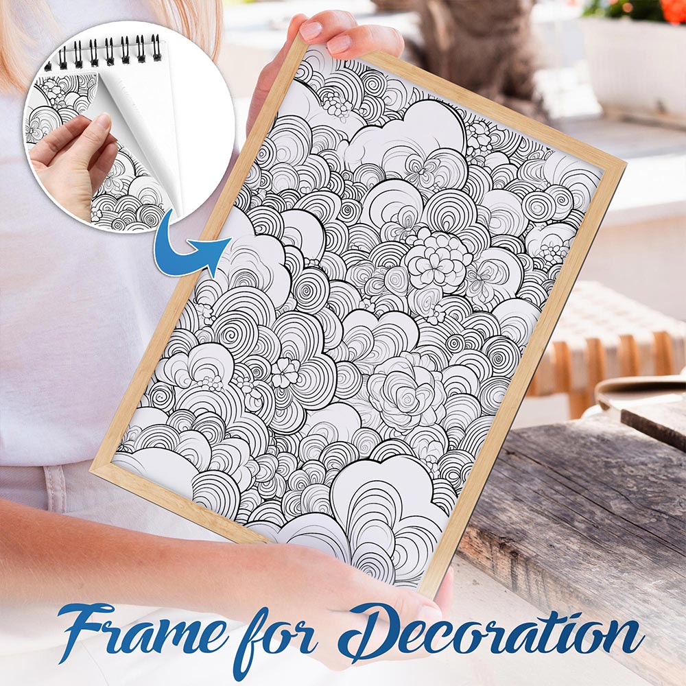 NETHOUSE Whimsical Cloud Spiral Bound Coloring Book For Adults