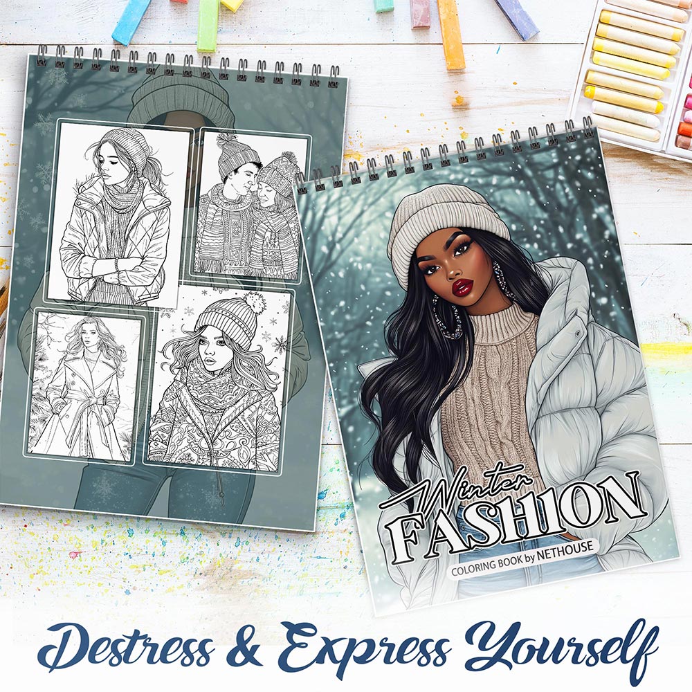 NETHOUSE Winter Fashion Spiral Coloring Book for Adults