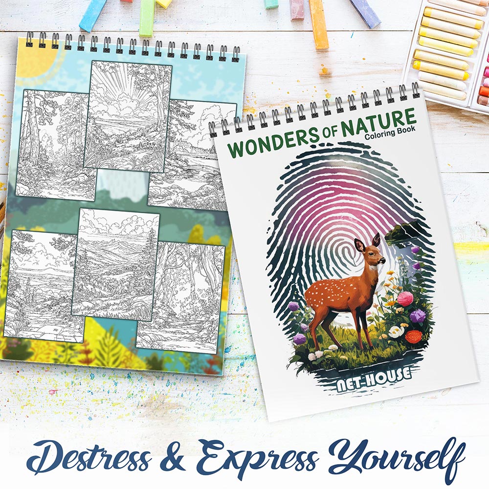 NETHOUSE Wonders of Nature Spiral Coloring Book for Adults