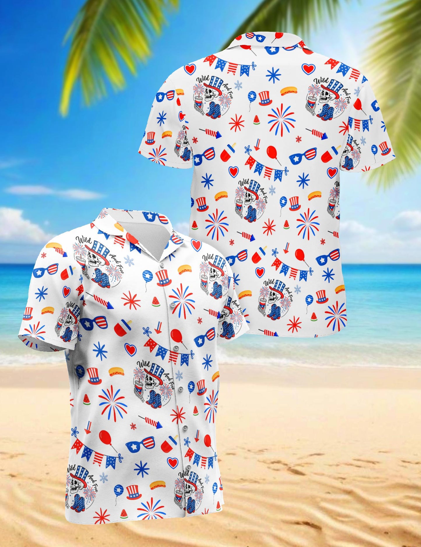 Netecom 4th of July Hawaiian Shirt for Men, Retro Style, Button Down Summer Beach Short Sleeve, S-5XL