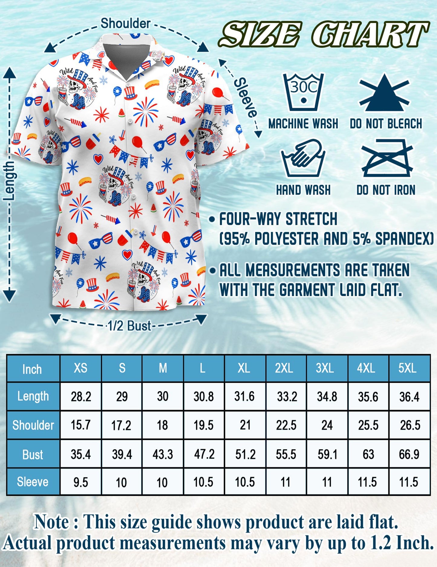 Netecom 4th of July Hawaiian Shirt for Men, Retro Style, Button Down Summer Beach Short Sleeve, S-5XL