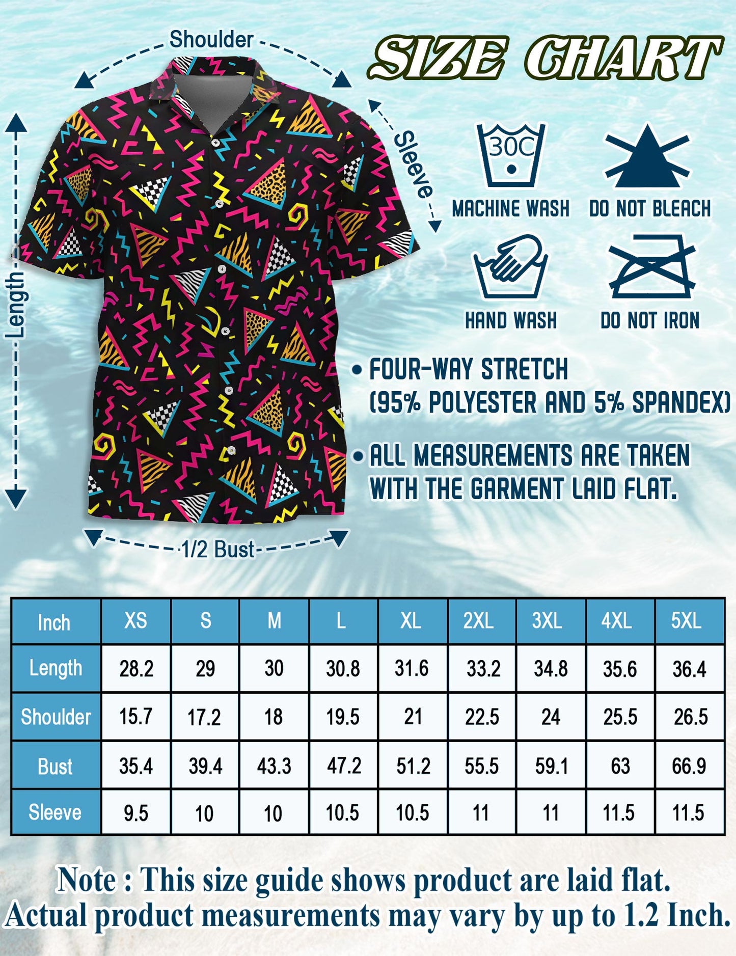 Netecom 80s Pattern Hawaiian Shirt for Men, Vintage Style, Button Down Summer Beach Short Sleeve, S-5XL