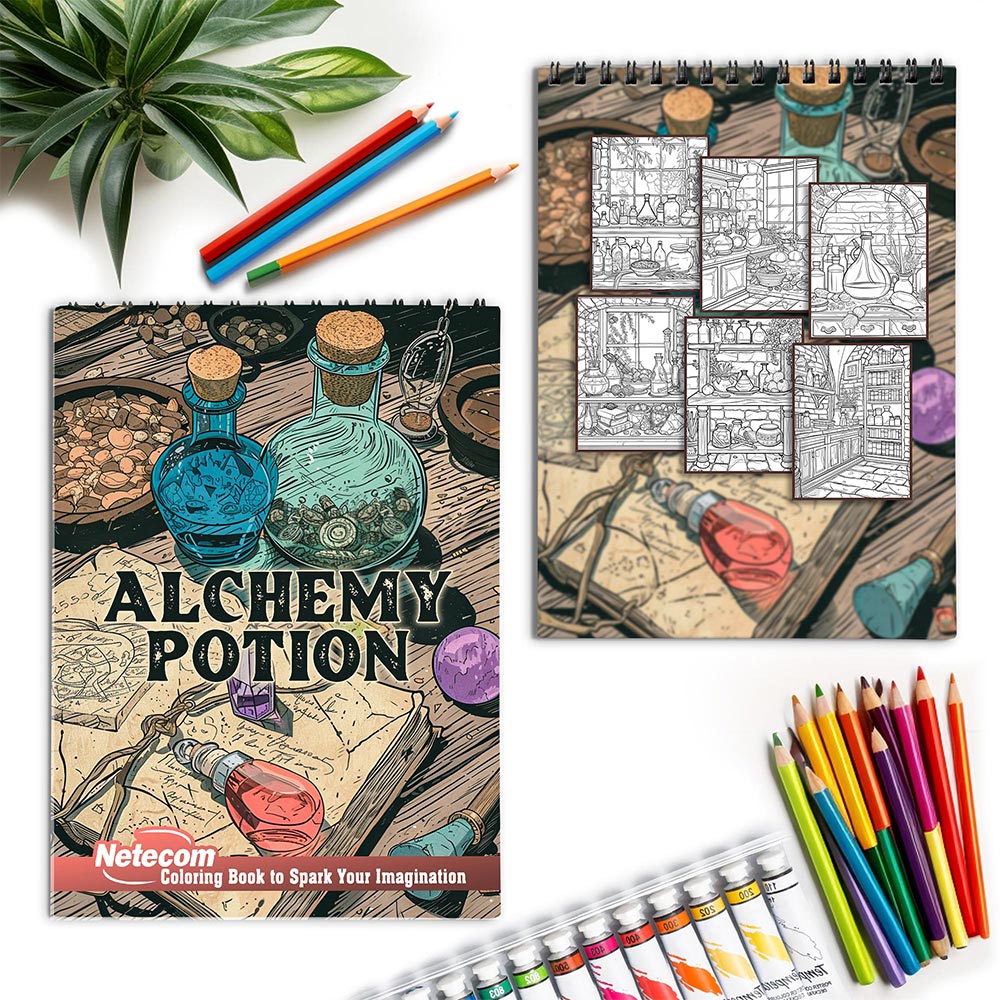 Netecom Alchemy Potion Spiral Coloring Book for Adults