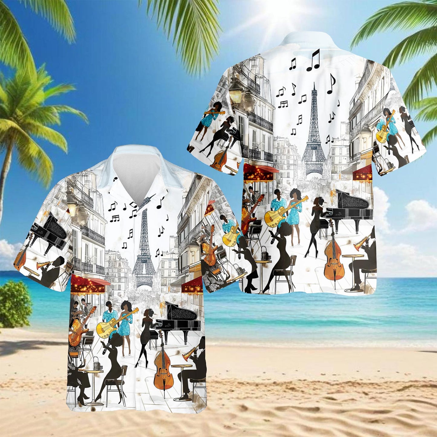 Netecom All You Need Is Jazz Hawaiian Shirt for Men, Music Lover Gifts, Button Down Summer Beach Short Sleeve, S-5XL