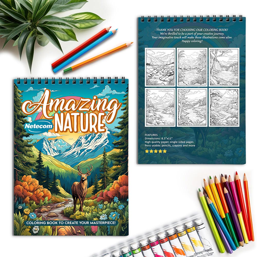 Netecom Amazing Nature Spiral Coloring Book for Adults