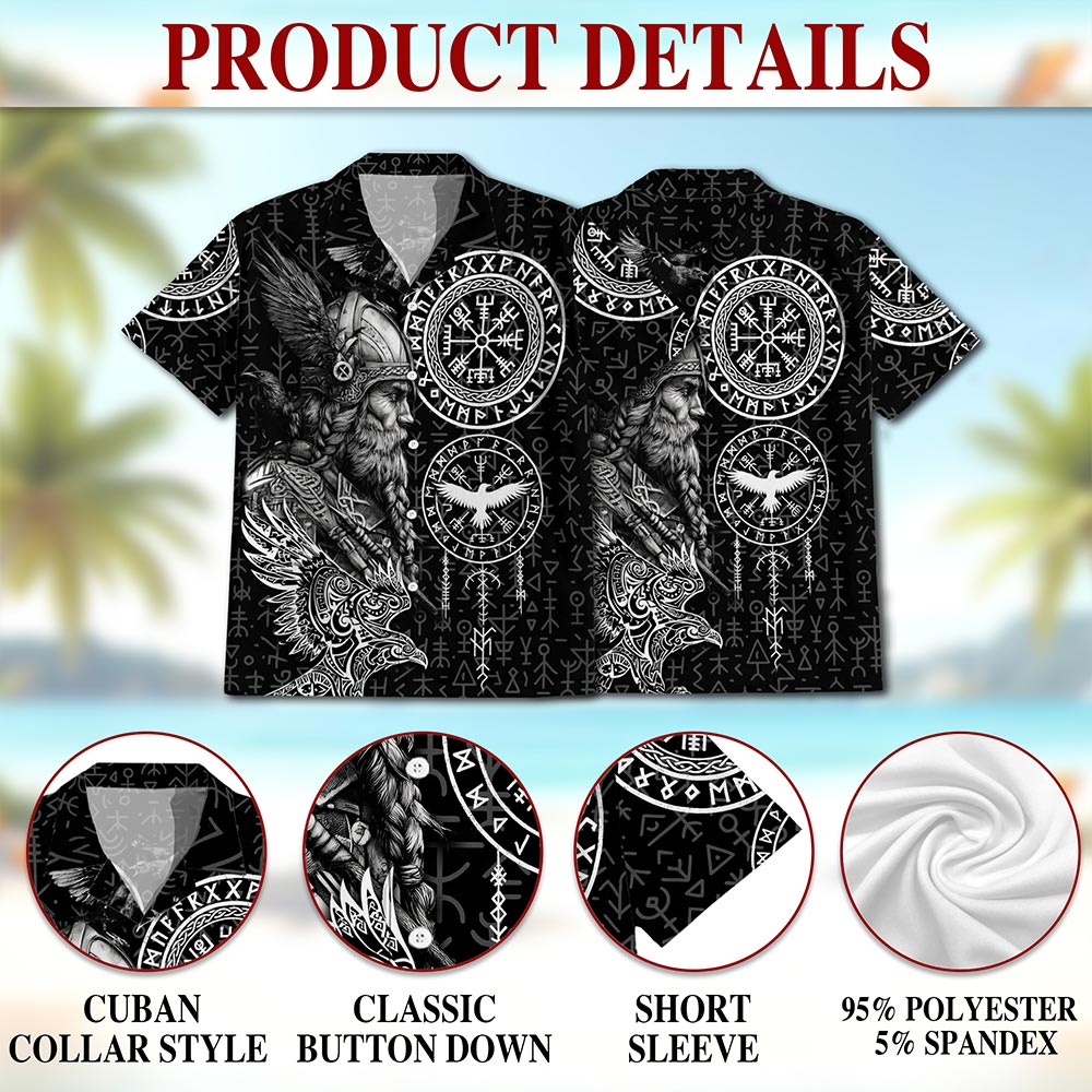 Netecom Amazing Viking Hawaiian Shirt for Men Women, Norse Mythology Style, Retro Button Down Summer Beach Shirts, S-5XL