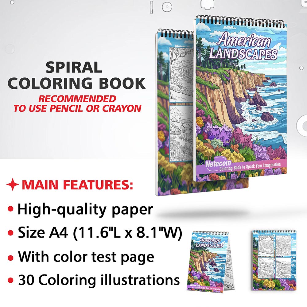 Netecom American Landscapes Coloring Sheets for Adults