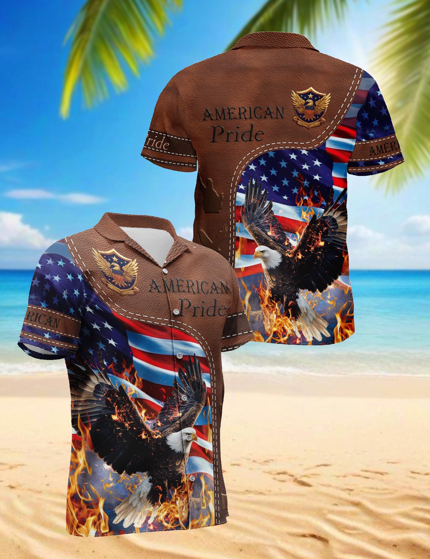 Netecom American Pride Patriotism Hawaiian Shirt for Men, Vintage Style, Button Down Summer Beach Short Sleeve, S-5XL