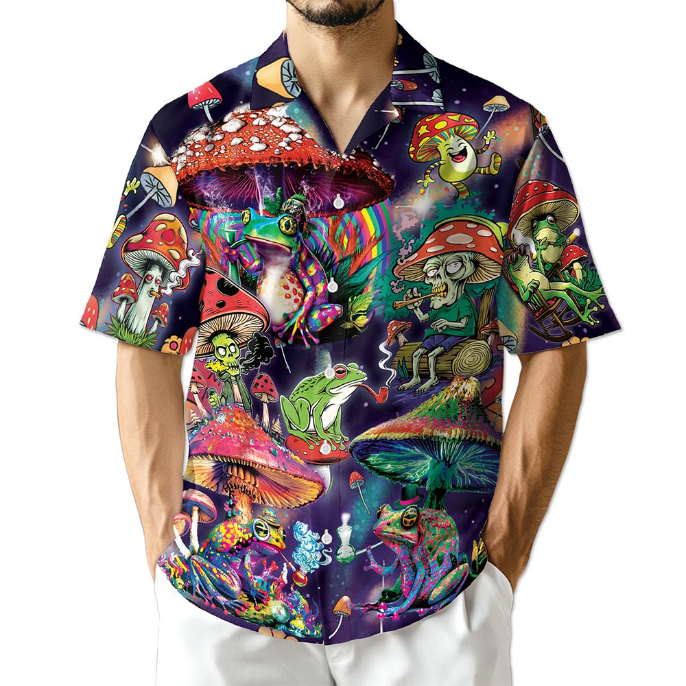 Netecom Art Magic Mushroom Trippy Hippie Hawaiian Shirt for Men