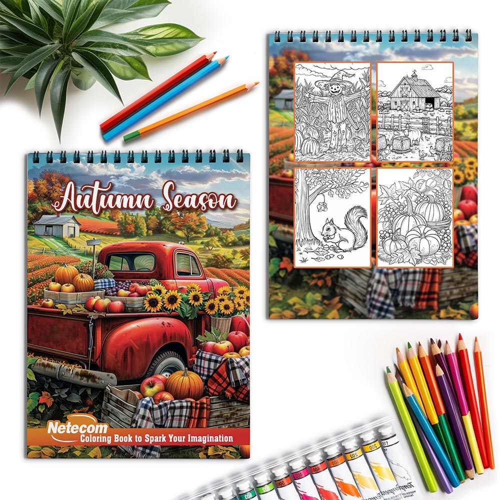 Netecom Autumn Season Spiral Coloring Book for Adults