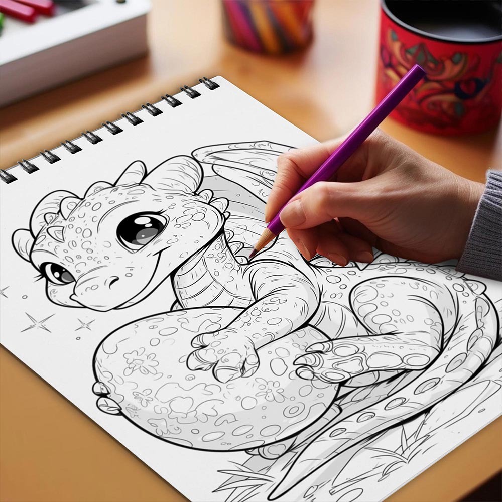 Netecom Baby Easter Dragon Coloring Book Spiral Bound for Adults