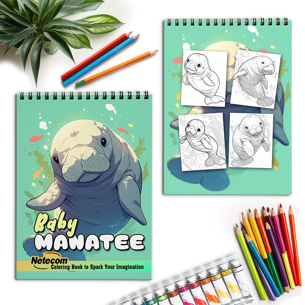 Netecom Baby Manatee Spiral Coloring Book for Adults