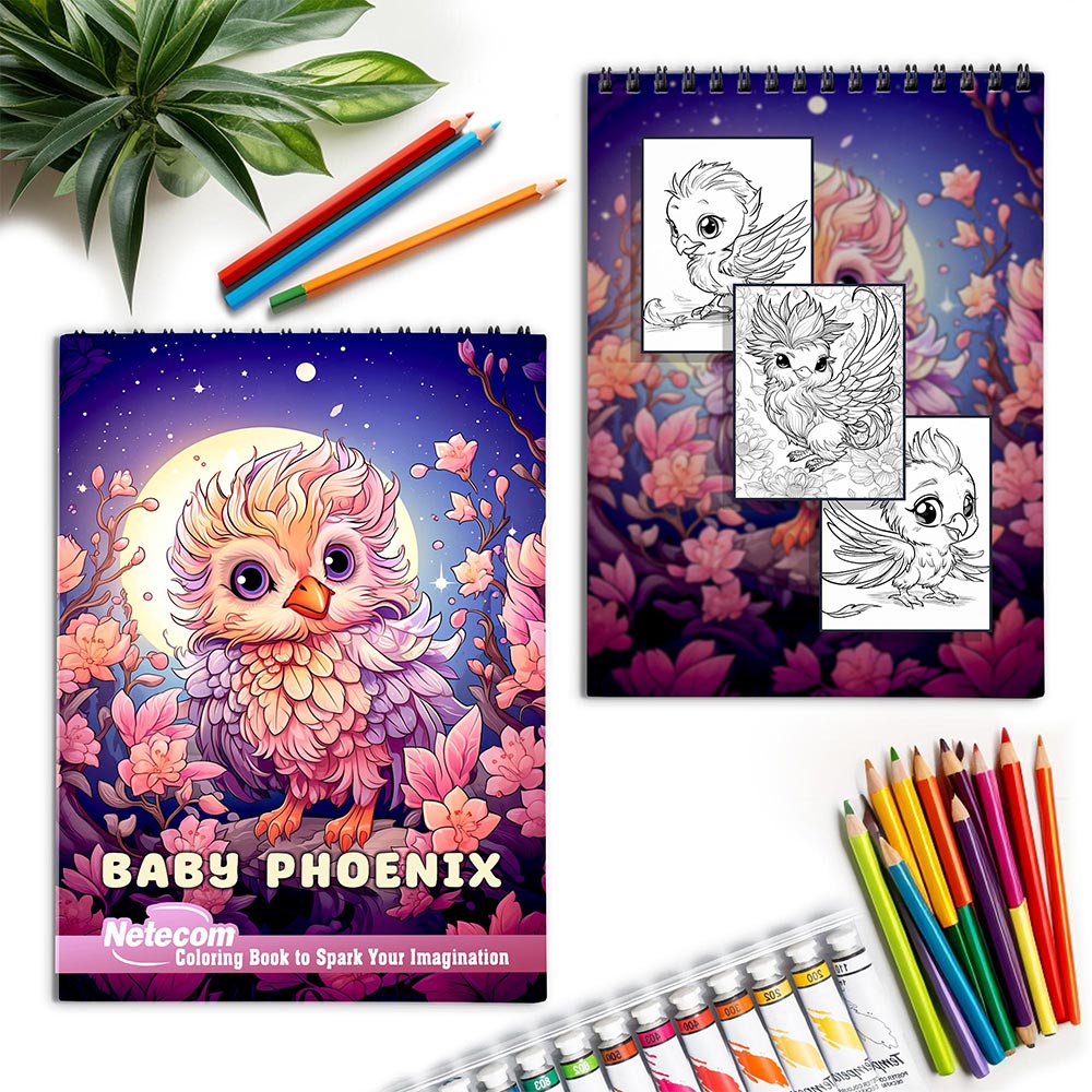 Netecom Baby Phoenix Spiral Coloring Book for Adults